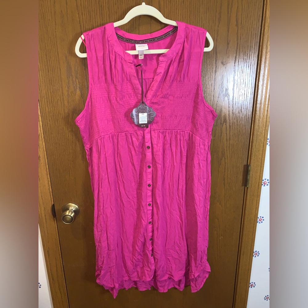 NWT Knox Rose Berry Punch Sleeveless Button-Front Tunic Dress – XXL